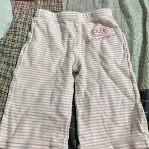 Mud Pie Baby Girls C.E.O. Chief Executive Offspring Pink Pants Size 0-6 Months